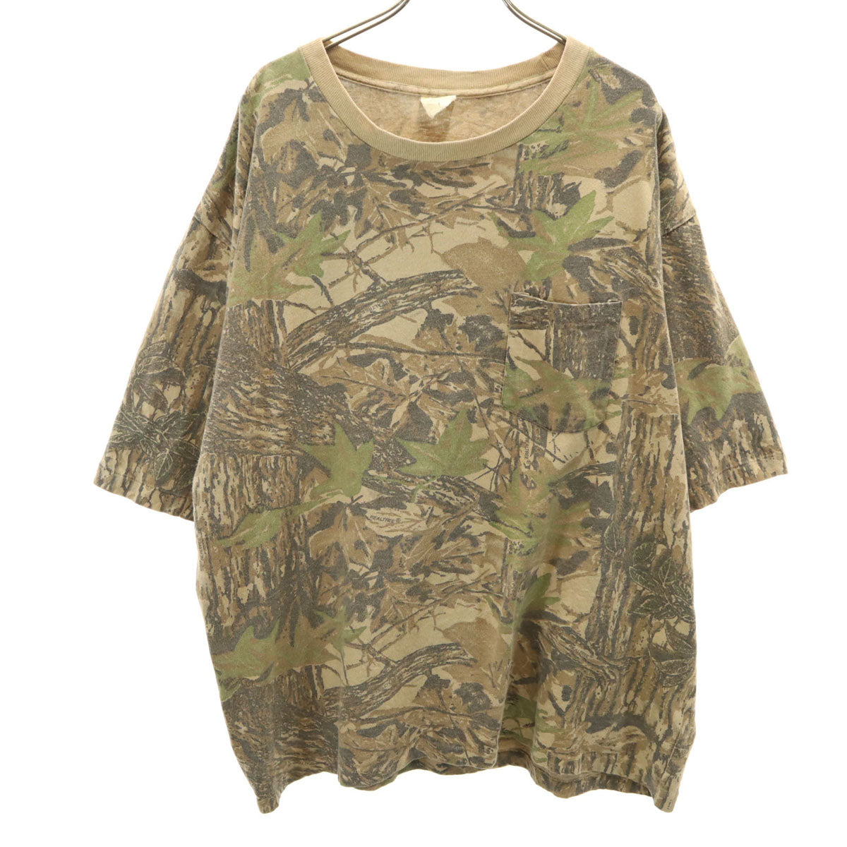 Duxbak ダックスバック 90s USA製 オールド 総柄 半袖 Tシャツ XL ベージュ系 シングルステッチ ポケT メンズ