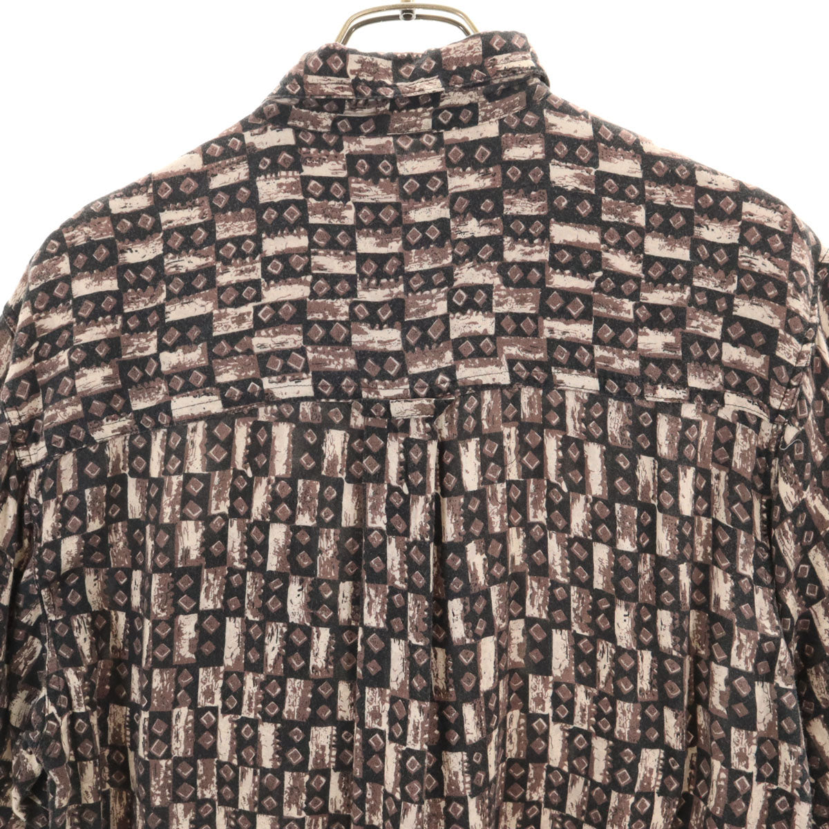 90s 00s オールド 総柄 半袖 シャツ ブラウン メンズ