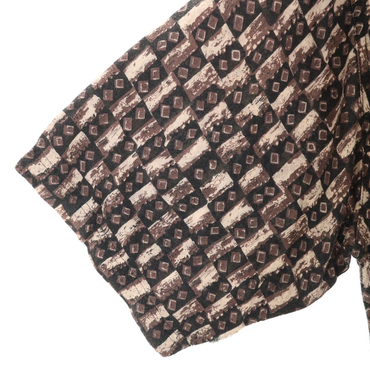 90s 00s オールド 総柄 半袖 シャツ ブラウン メンズ