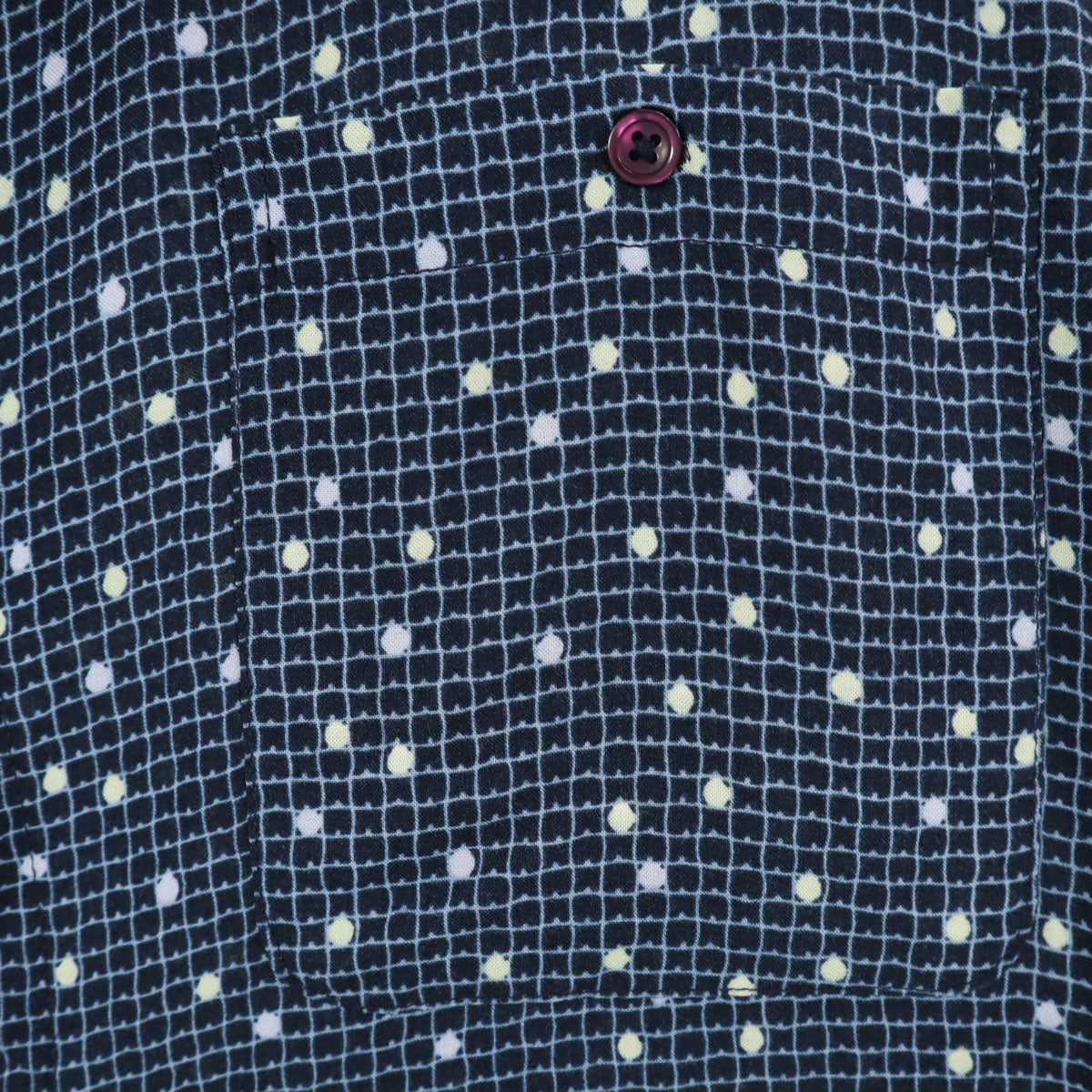 CHERESKIN シェレスキン 90s オールド 総柄 半袖 シャツ ネイビー メンズ