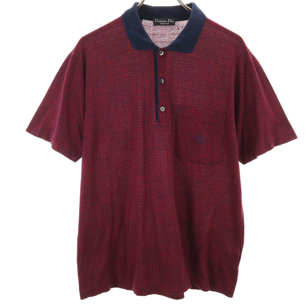 Christian Dior MONSIEUR クリスチャンディオール ムッシュ 90s オールド 半袖 ポロシャツ M レッド系 メンズ