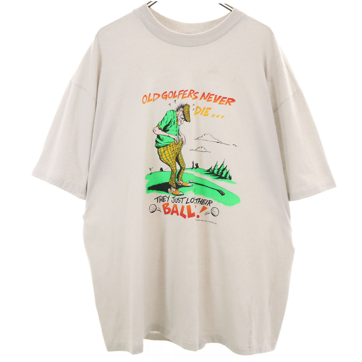 Hanes ヘインズ 80s USA製 ヴィンテージ メッセージプリント 半袖 Tシャツ XXL グレー シングルステッチ ビッグサイズ メンズ