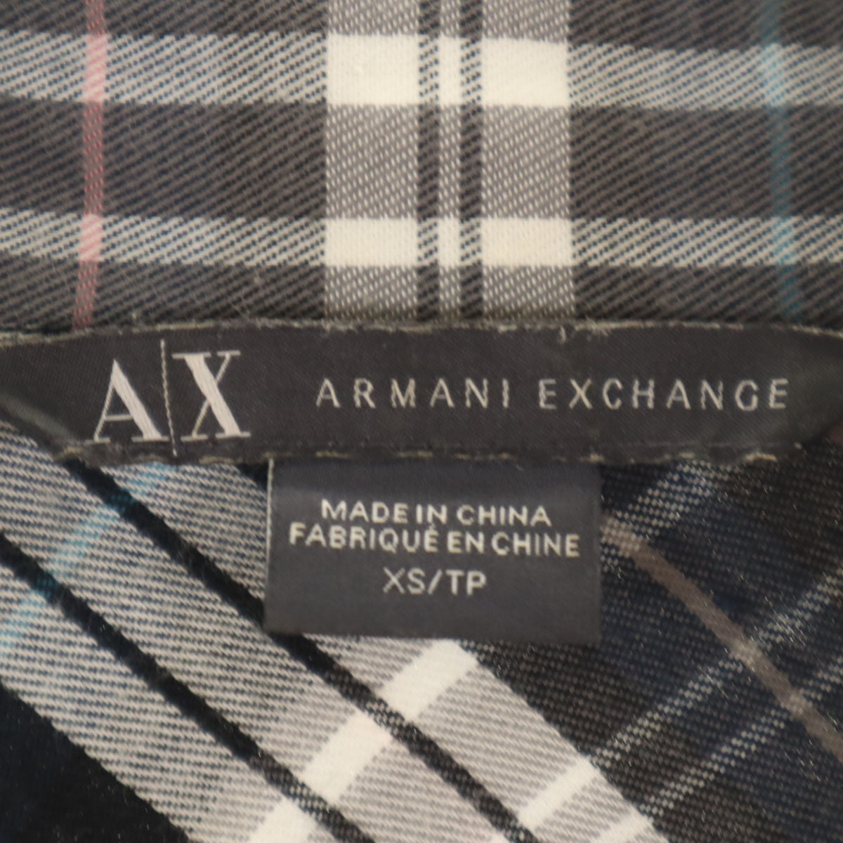ARMANI EXCHANGE アルマーニエクスチェンジ チェック柄 長袖 シャツ XS 黒系 レディース