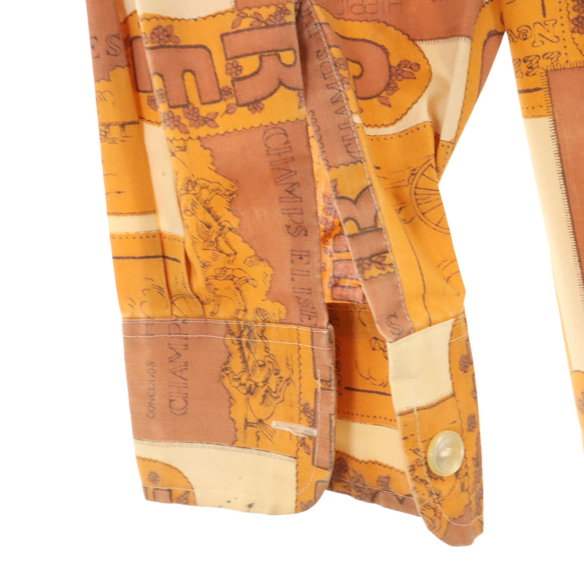 JP2 70s ヴィンテージ 総柄 長袖 シャツ XL イエロー系 メンズ