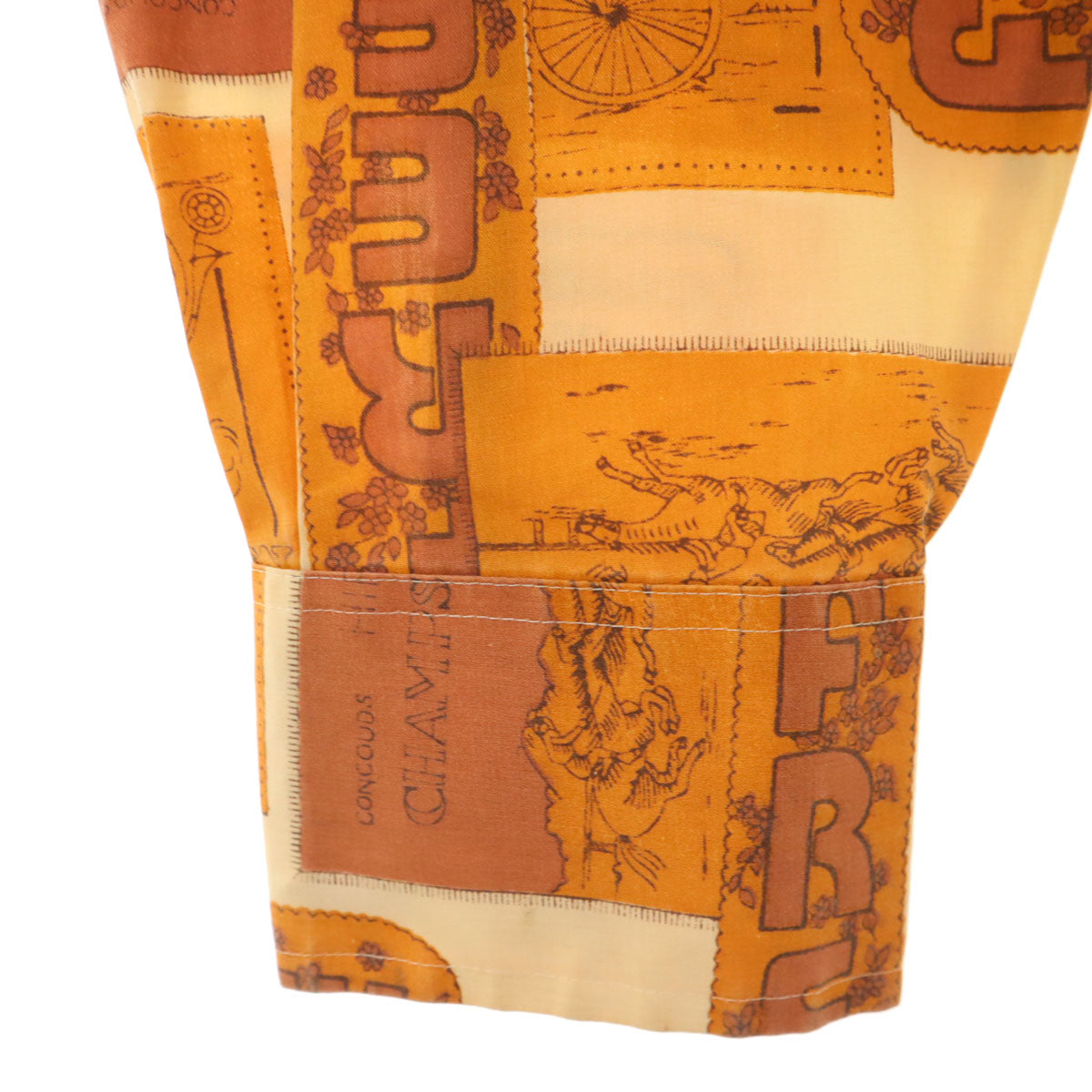 JP2 70s ヴィンテージ 総柄 長袖 シャツ XL イエロー系 メンズ