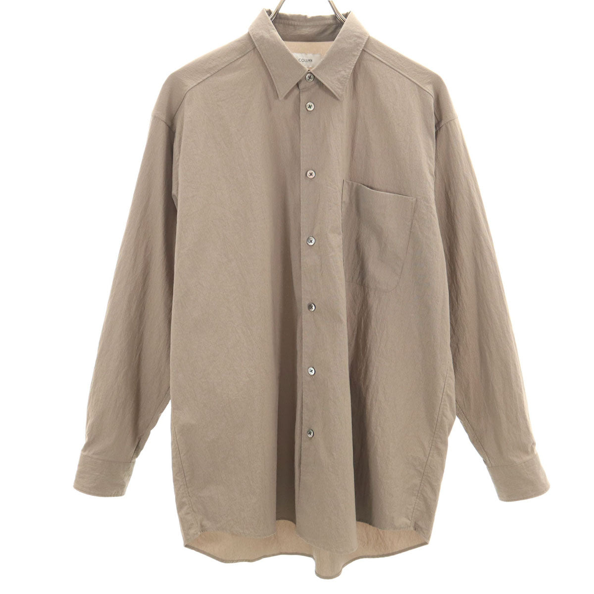 COLUMN コラム 日本製 ストライプ柄 長袖 シャツ M ブラウン系 ストレッチ メンズ
