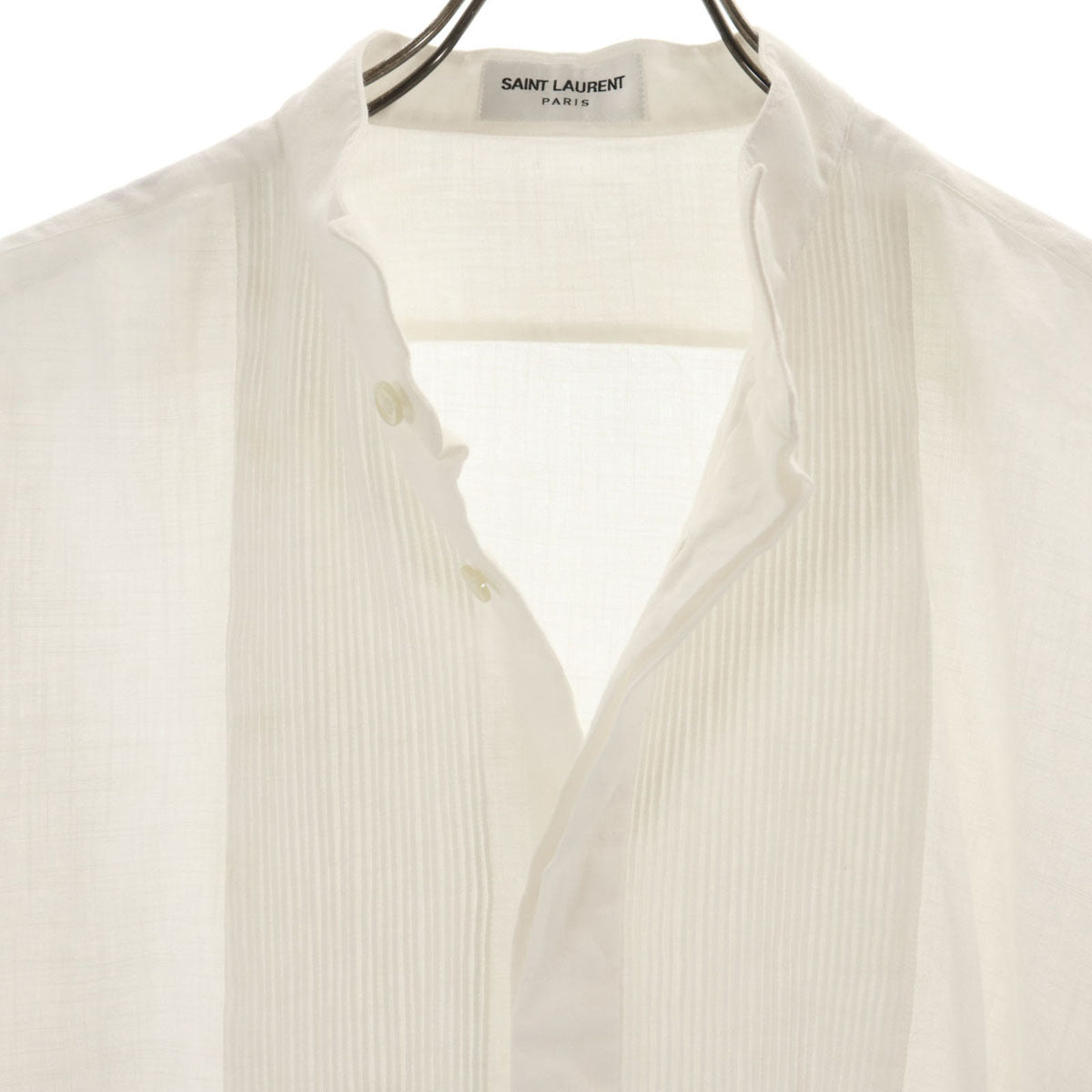 SAINT LAURENT サンローラン イタリア製 長袖 バンドカラーシャツ 42 ホワイト メンズ