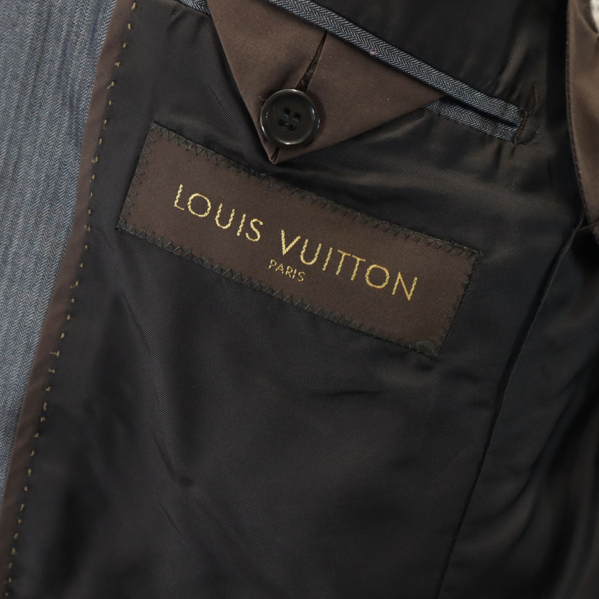 LOUIS VUITTON ルイヴィトン イタリア製 ヘリンボーン柄 デニムテーラードジャケット 46 チャコールグレー メンズ