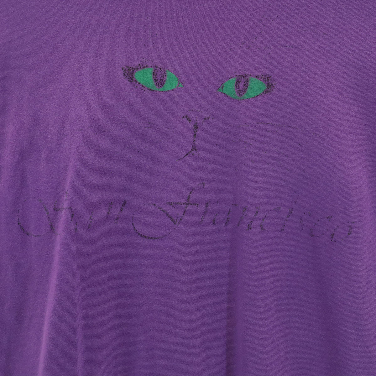 FRUIT OF THE LOOM フルーツオブザルーム 90s オールド USA製 キャット 半袖 Tシャツ S パープル シングルステッチ 猫 メンズ