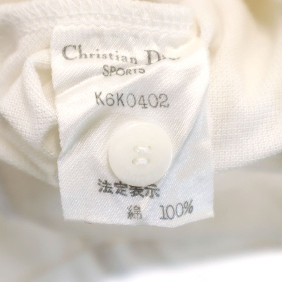Christian Dior SPORTS クリスチャンディオールスポーツ 90s オールド 半袖 ポロシャツ L 白 鹿の子地 レディース