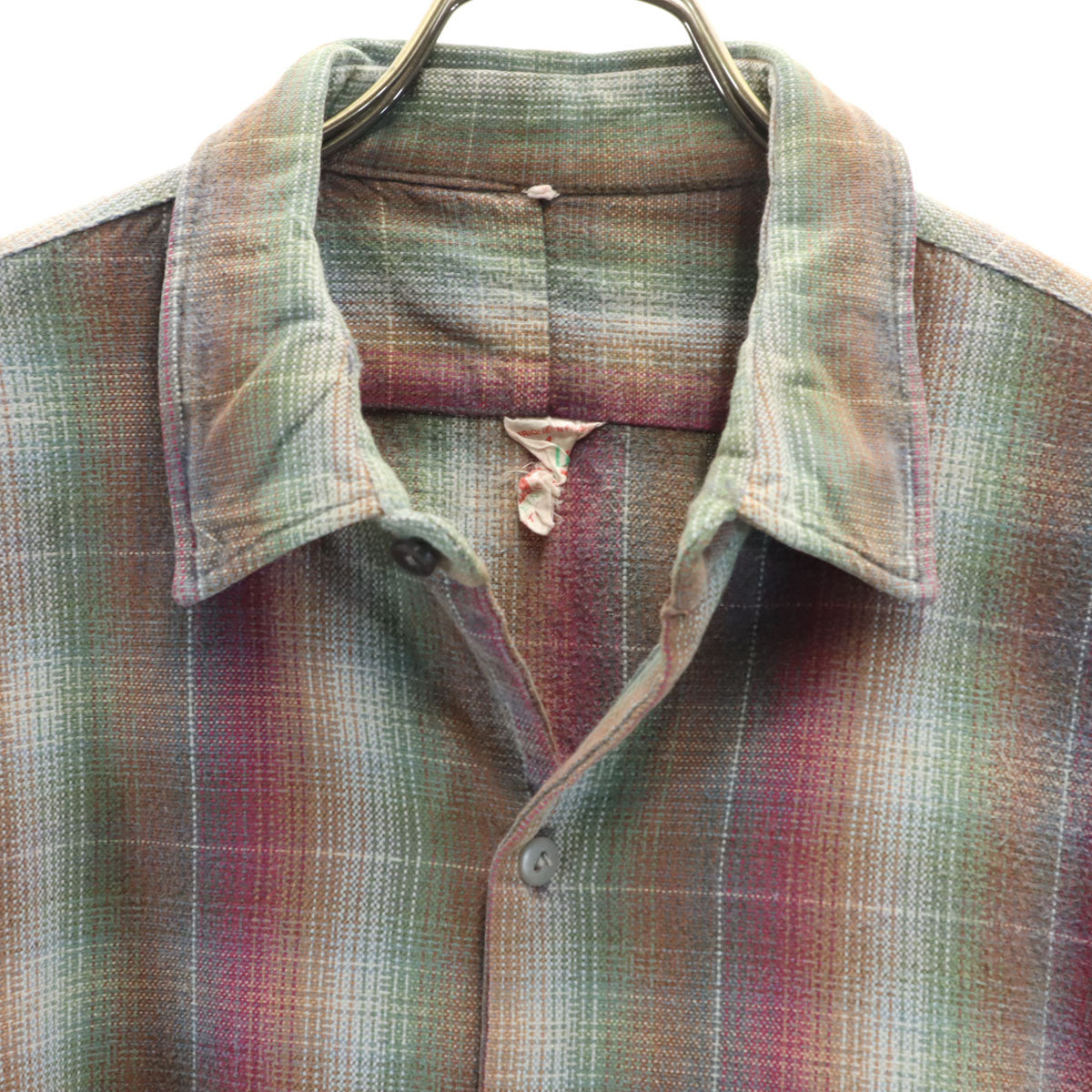 DOLMEN 60s 70s グランパ チェック柄 長袖 ハーフボタン グランパ シャツ プルオーバー メンズ
