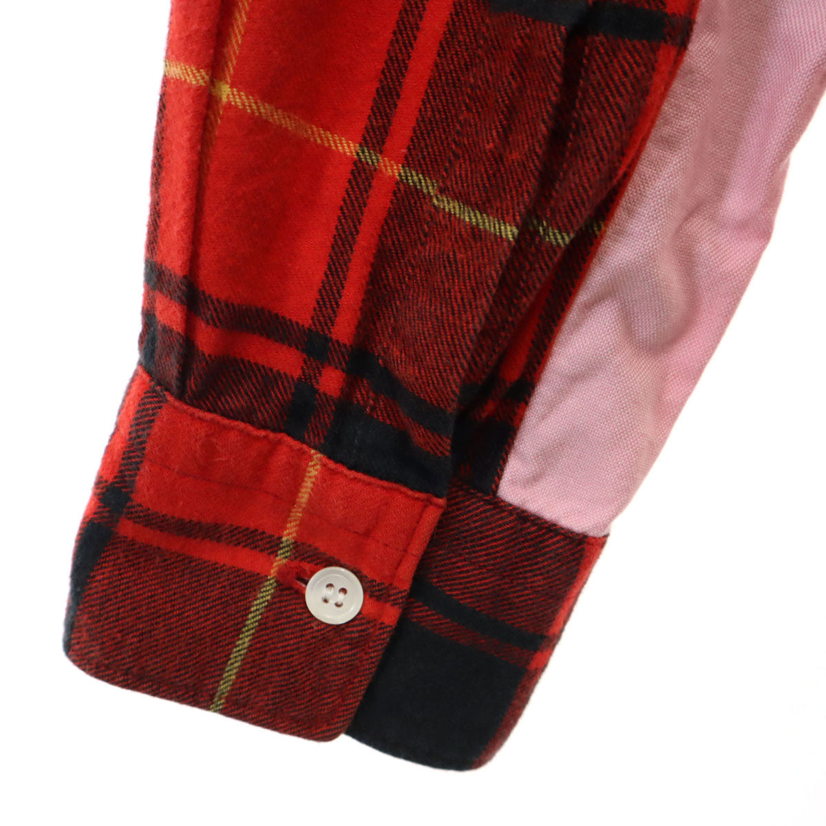 COMME des GARCONS HOMME コムデギャルソンオム 2010年 日本製 タータンチェック柄 長袖 ネルシャツ XS レッド メンズ