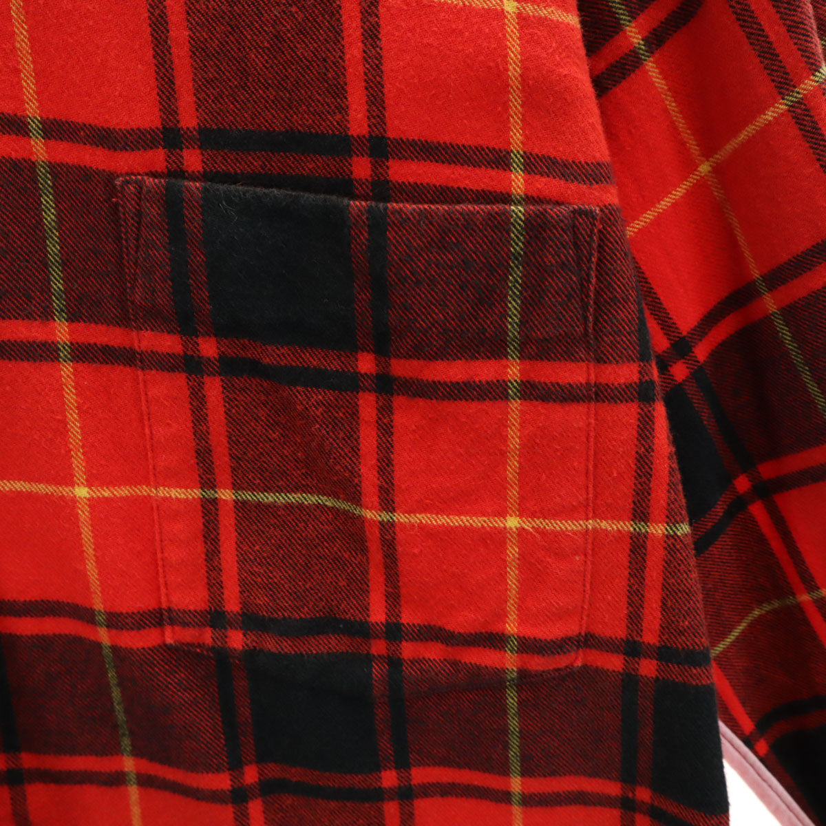 COMME des GARCONS HOMME コムデギャルソンオム 2010年 日本製 タータンチェック柄 長袖 ネルシャツ XS レッド メンズ