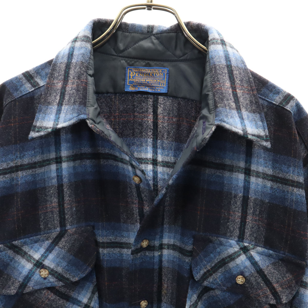 PENDLETON ペンドルトン 70s USA製 ヴィンテージ チェック柄 長袖 ネルシャツ L ネイビー メンズ