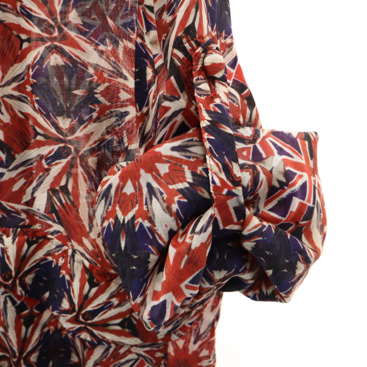 Paul+ Paul Smith ポールプラス ポールスミス 総柄 ショート丈 シアー ブルゾン 38 レッド ジャケット ロールアップ袖 レディース