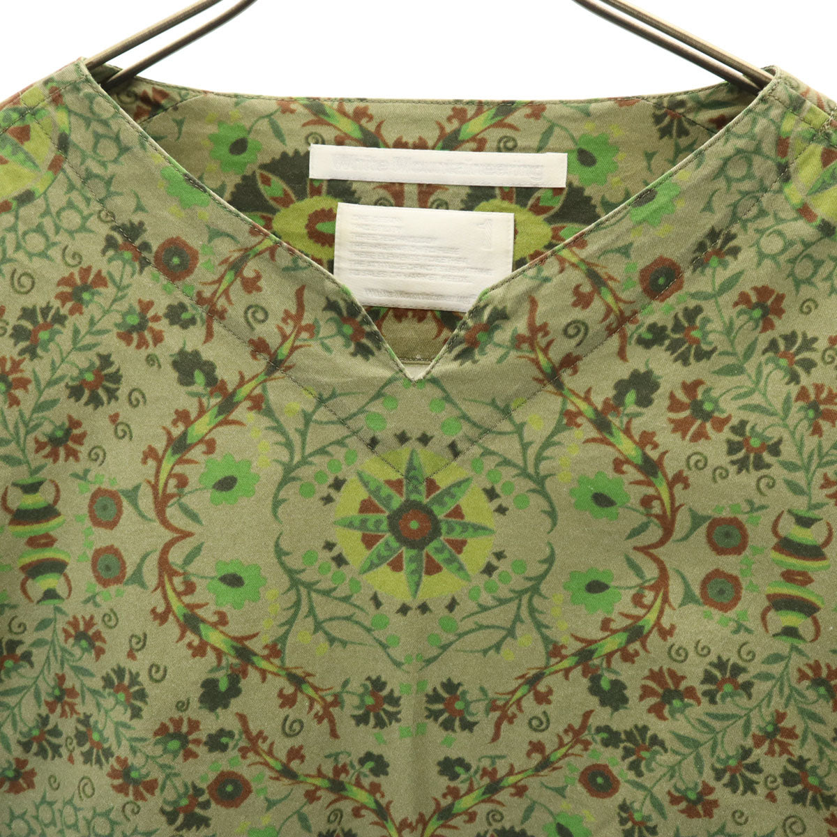 WHITE MOUNTAINEERING ホワイトマウンテニアリング 16ss 日本製 総柄 長袖 スキッパーカラー カットソー 1 オリーブ メンズ