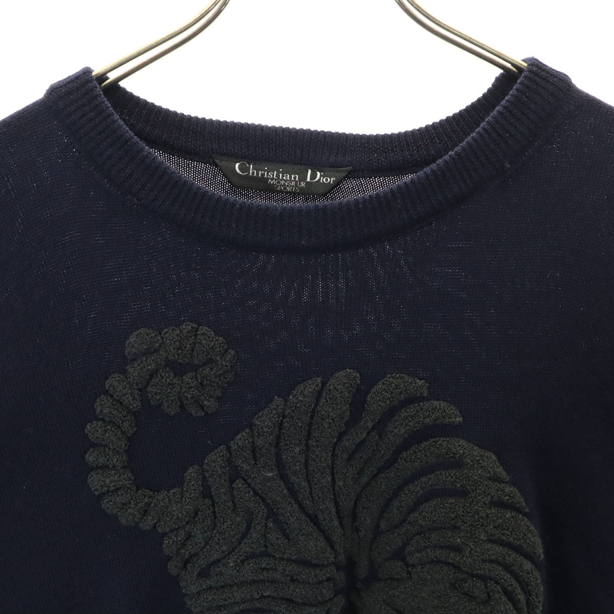 Christian Dior MONSIEUR SPORTS クリスチャンディオール ムッシュ スポーツ 90s オールド タイガー 長袖 セーター LL ネイビー ニット メンズ