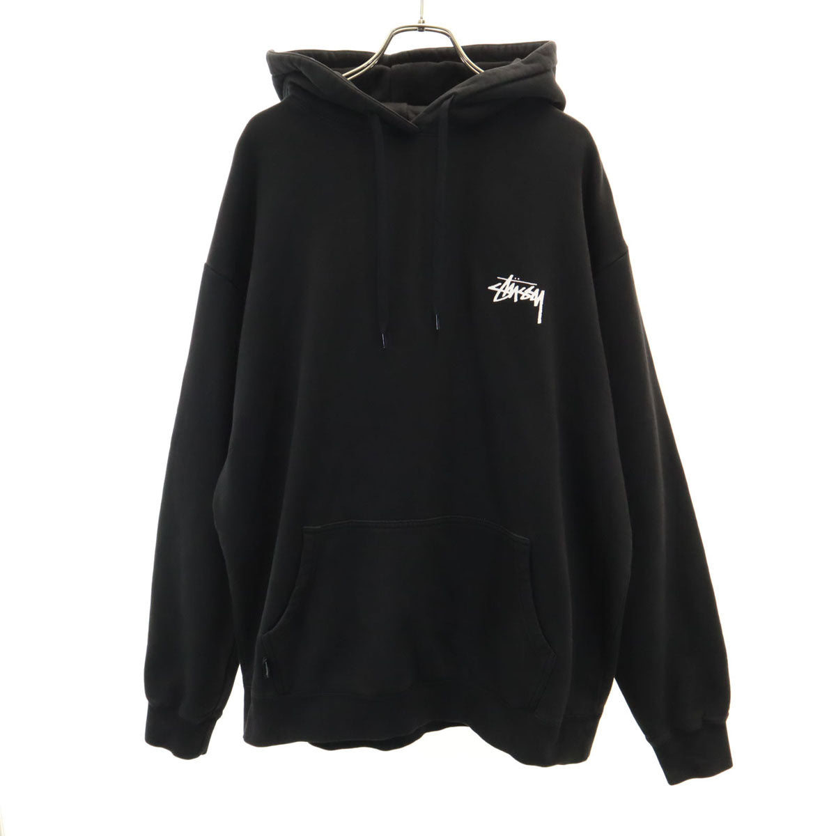 STUSSY ステューシー バックロゴ 長袖 スウェットパーカー LL ブラック 裏起毛 メンズ