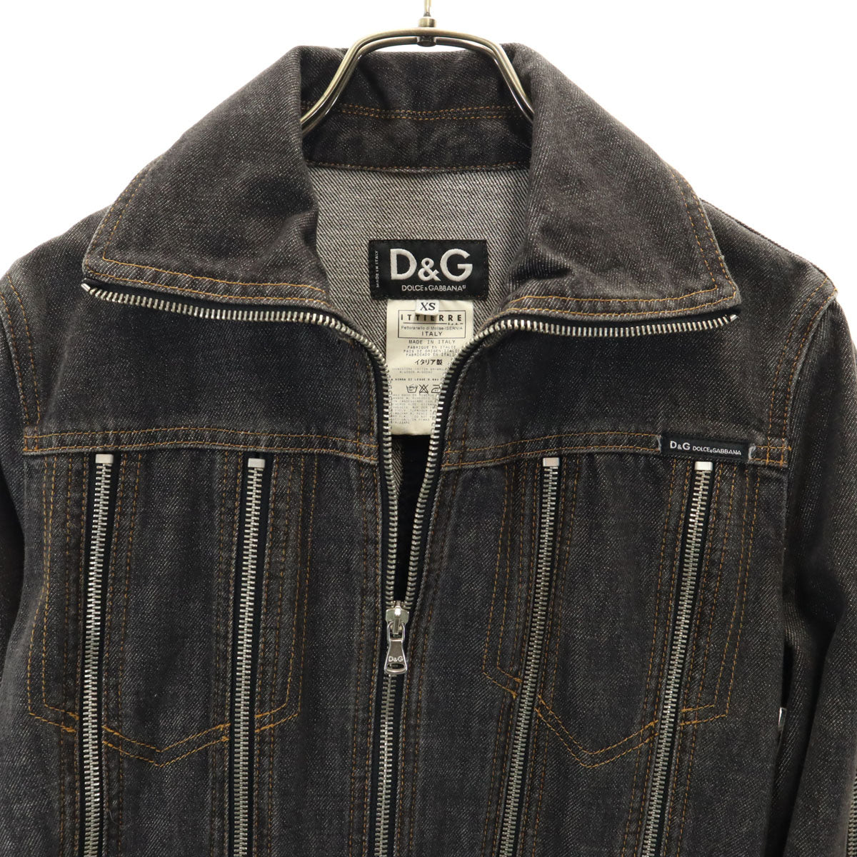 D&G DOLCE&GABBANA ディーアンドジー ドルチェアンドガッバーナ イタリア製 ジップ デニムジャケット XS ブラック レディース