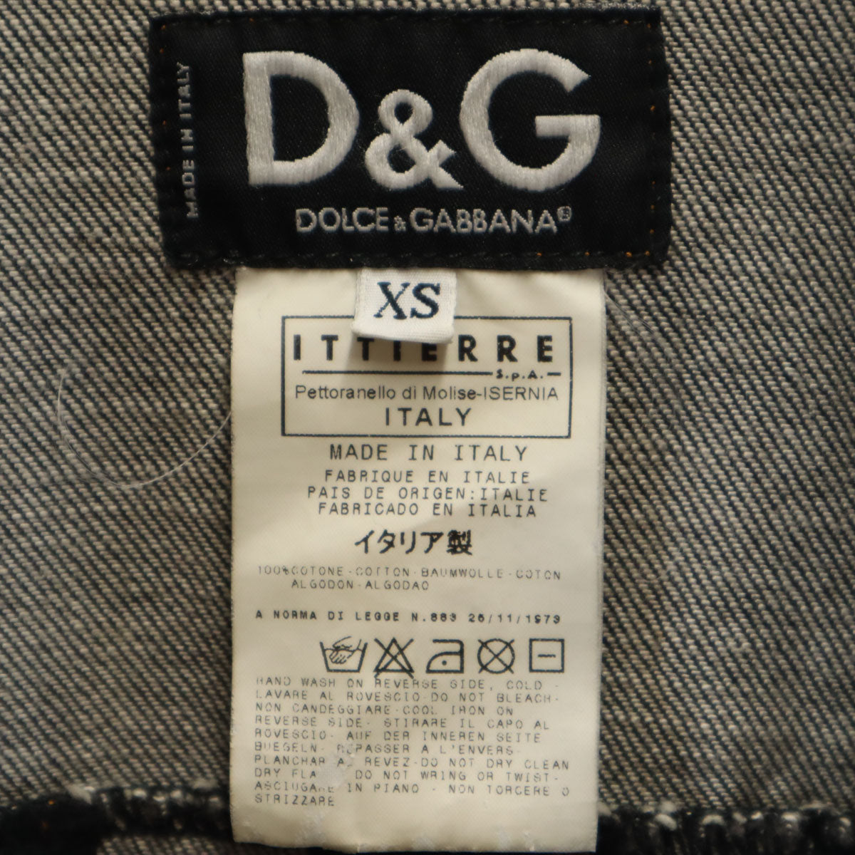 D&G DOLCE&GABBANA ディーアンドジー ドルチェアンドガッバーナ イタリア製 ジップ デニムジャケット XS ブラック レディース