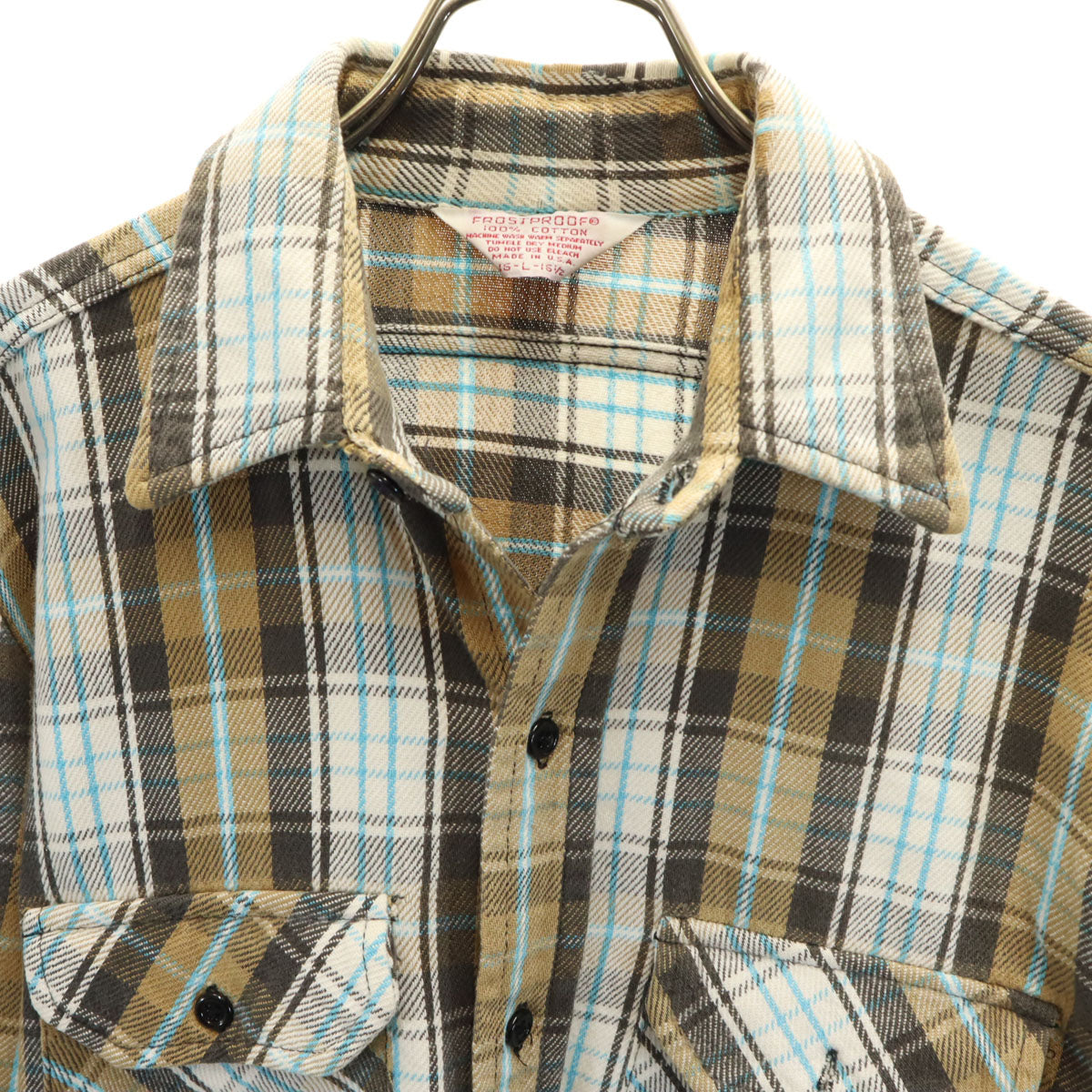 FROST PROOF フローストプルーフ 80s USA製 ヴィンテージ チェック柄 長袖 ネルシャツ L ブラウン系 メンズ