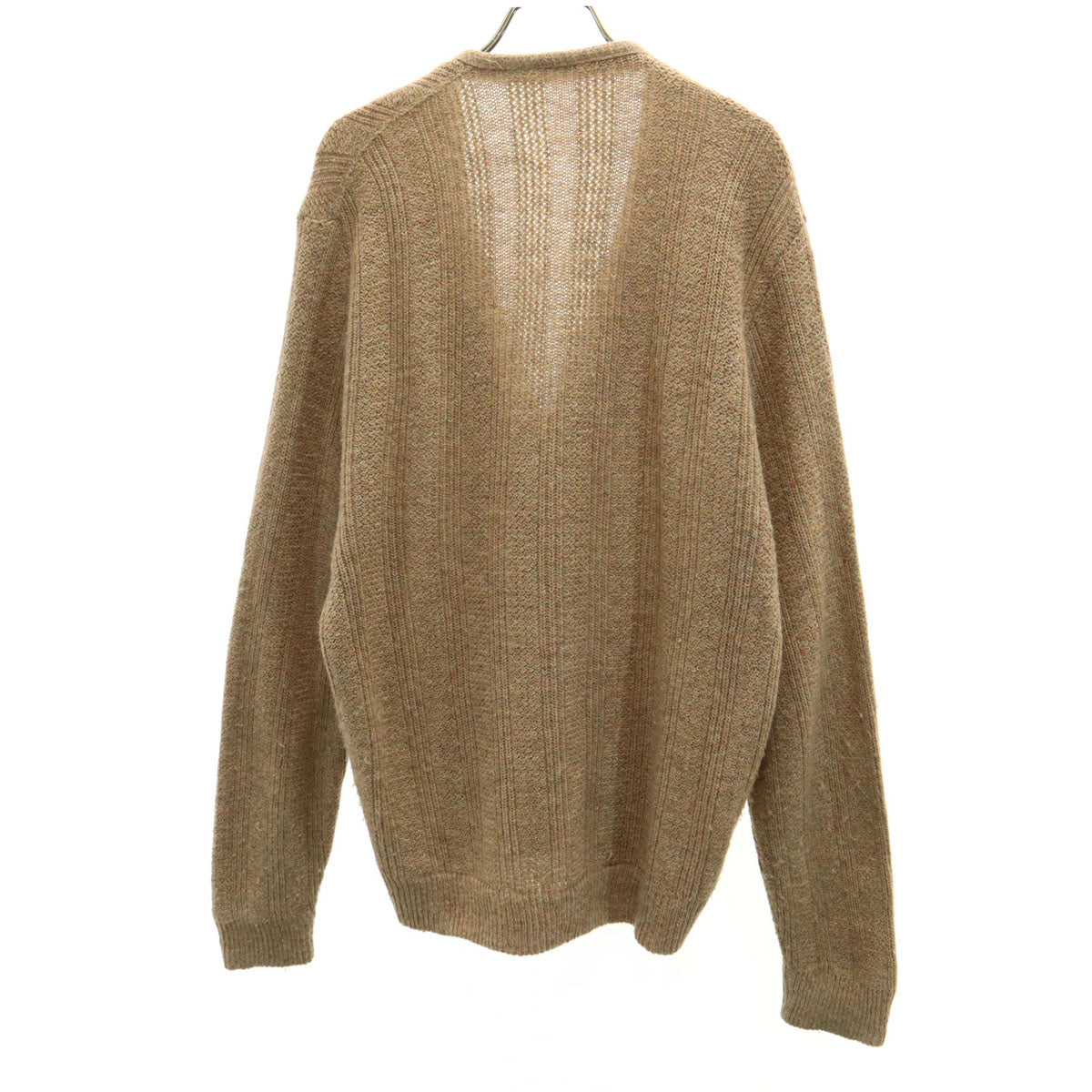 80s USA製 ヴィンテージ 長袖 Vネック ニットカーディガン L ベージュ系 メンズ