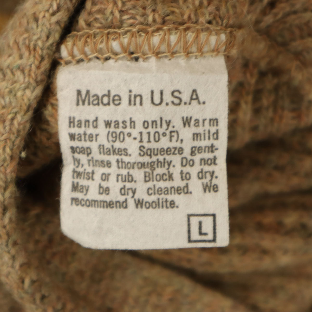 80s USA製 ヴィンテージ 長袖 Vネック ニットカーディガン L ベージュ系 メンズ