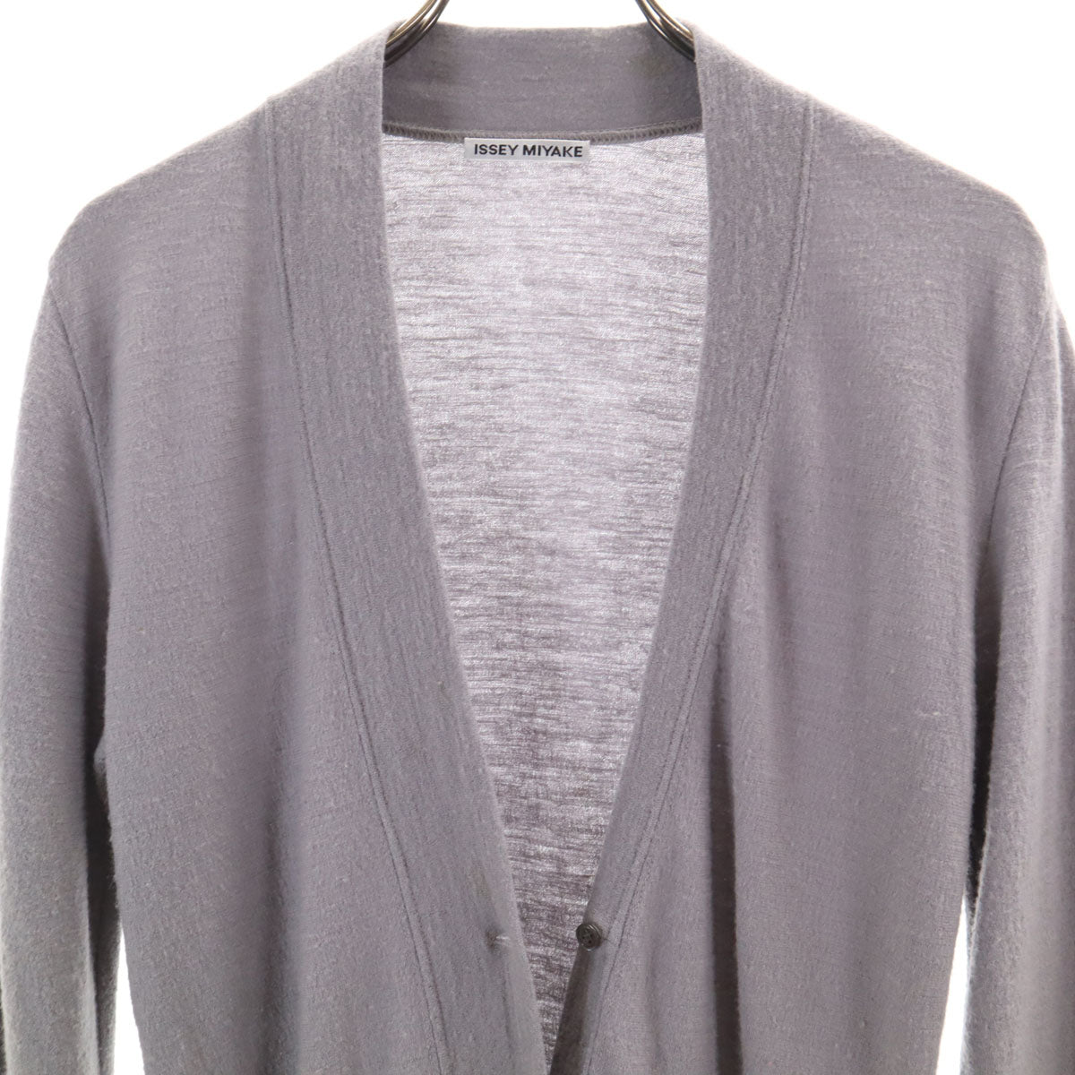 ISSEY MIYAKE イッセイミヤケ 日本製 長袖 ロング ニットカーディガン 2 グレー レディース