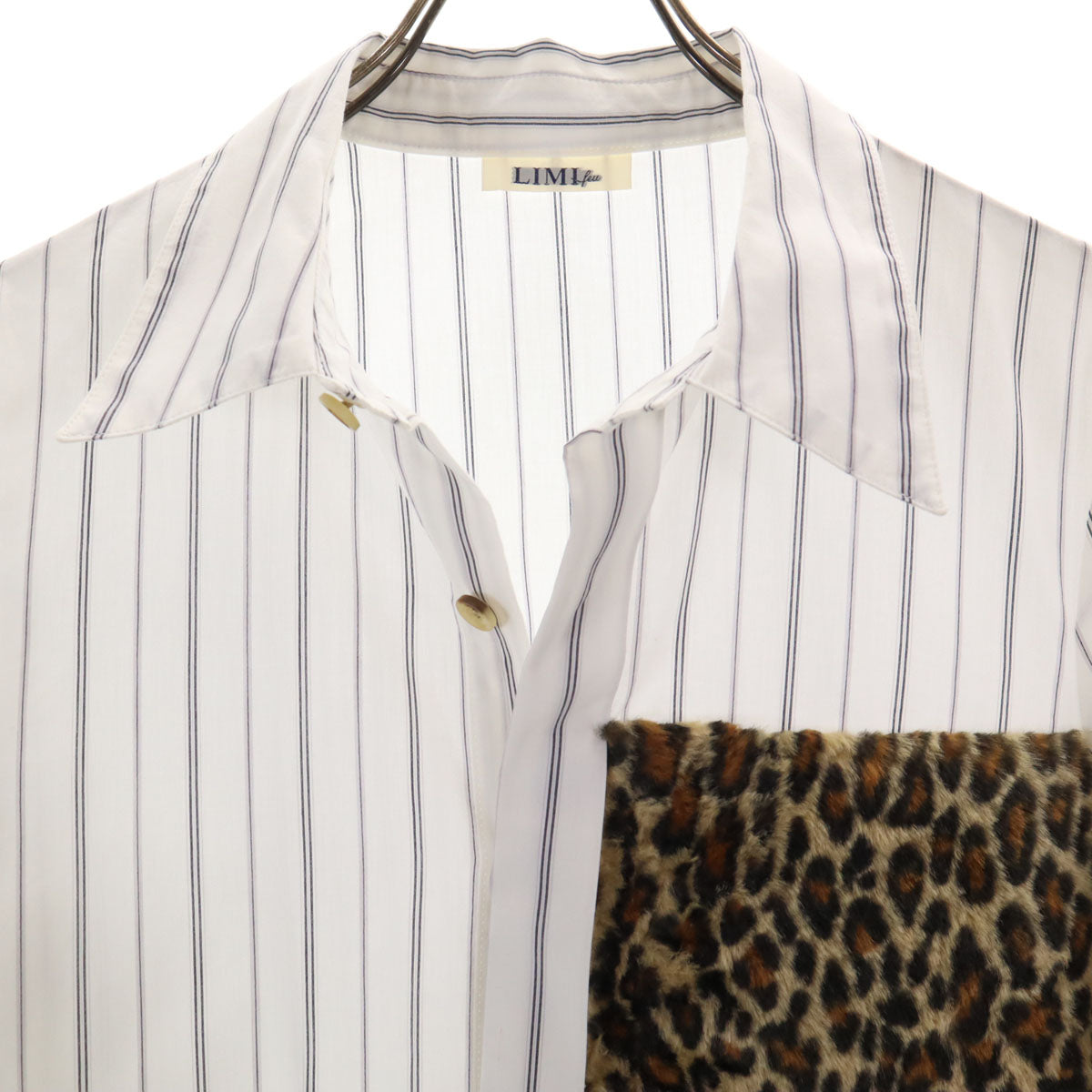 LIMI feu リミフゥ ストライプ柄 長袖 レオパードポケット シャツ S 白系 レディース