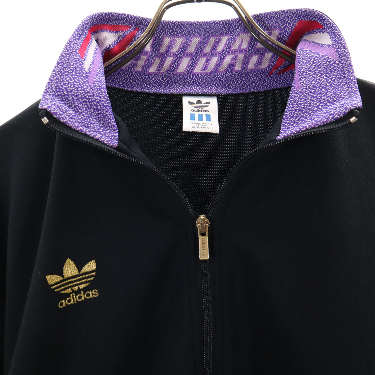 adidas アディダス 80s ヴィンテージ トレフォイルロゴ刺繍 トラックジャケット O 黒 デサント ジャージ メンズ