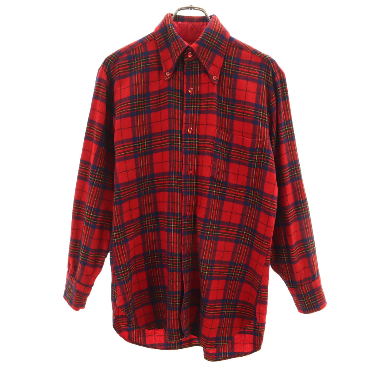PENDLETON ペンドルトン 70s USA製 ウール ヴィンテージ チェック柄 長袖 ボタンダウンシャツ M 赤系 メンズ