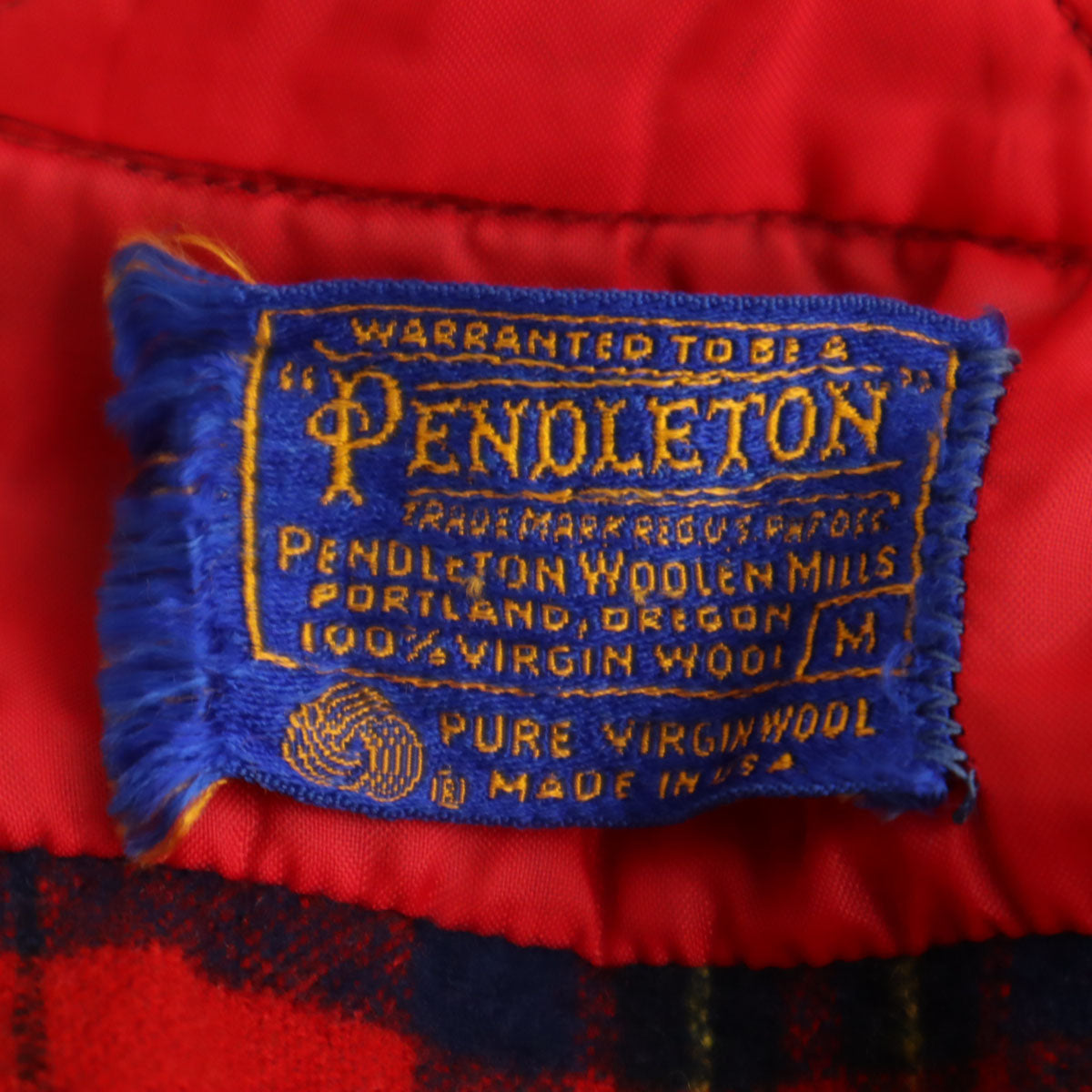 PENDLETON ペンドルトン 70s USA製 ウール ヴィンテージ チェック柄 長袖 ボタンダウンシャツ M 赤系 メンズ