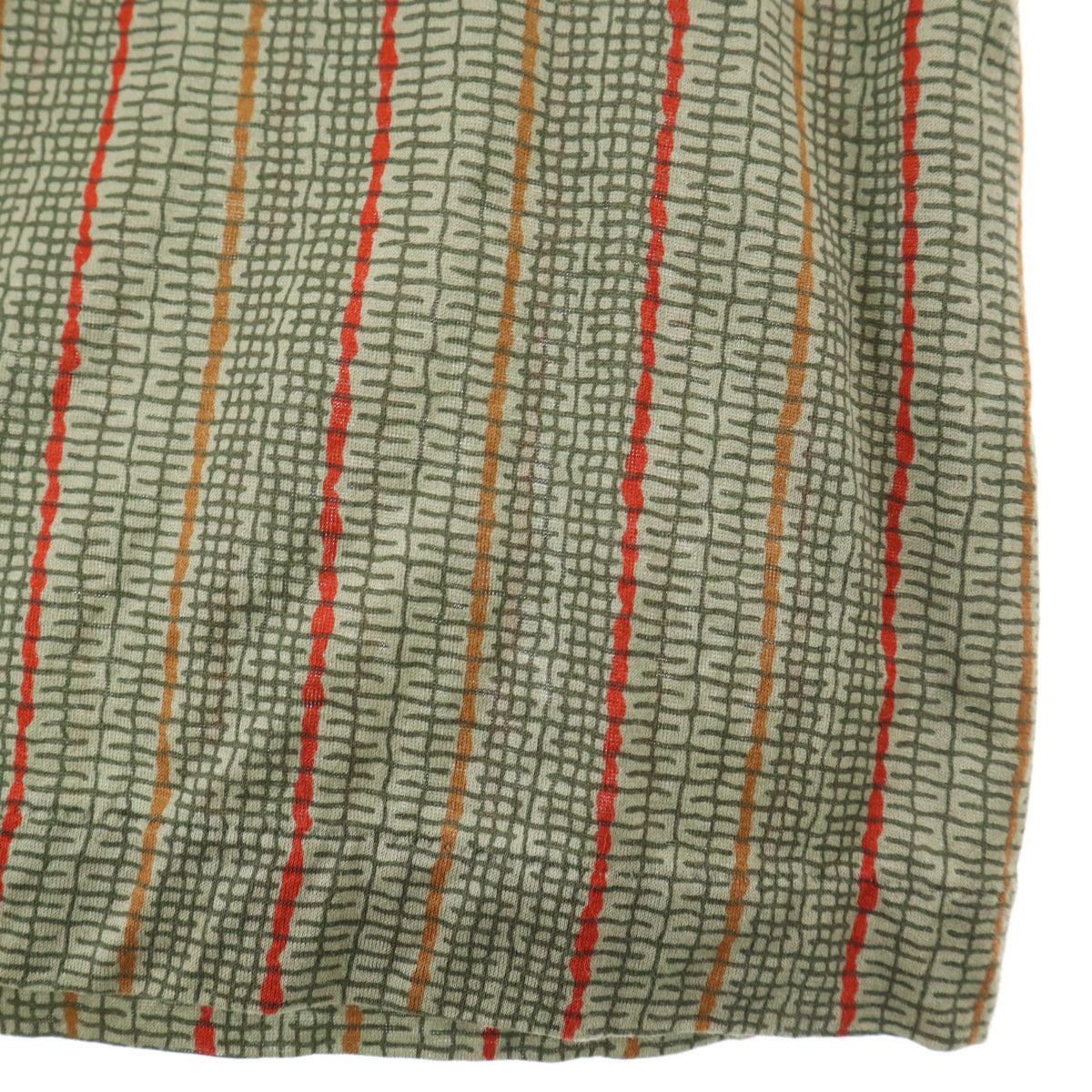 YVES SAINT LAURENT イヴサンローラン 90s オールド 総柄 長袖 ハーフボタン シャツ M グリーン系 メンズ