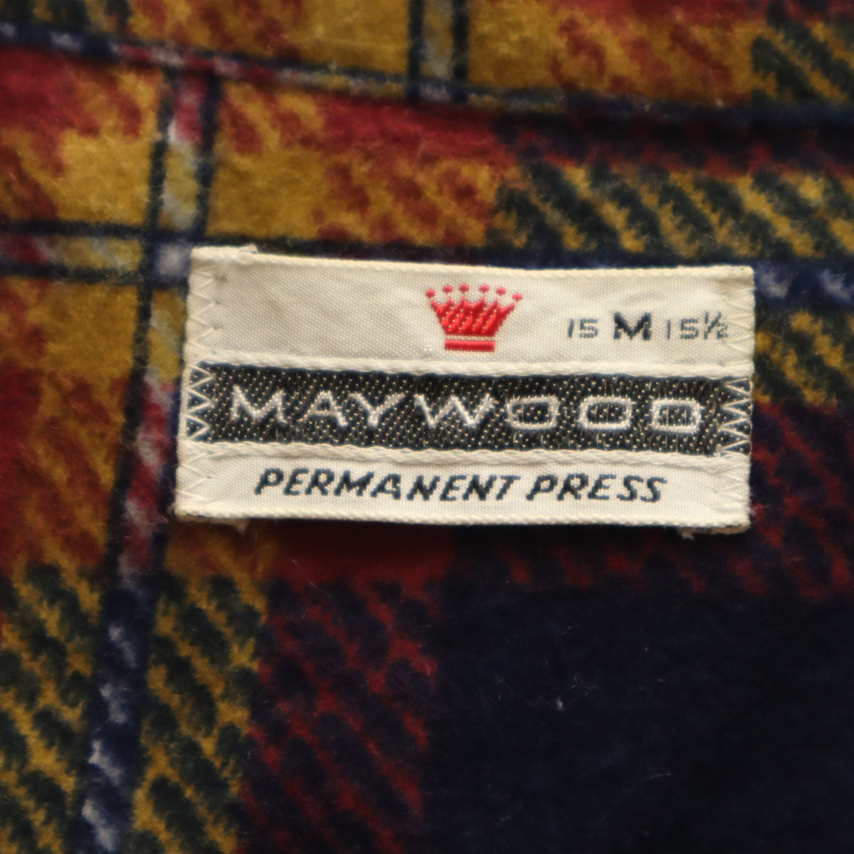 MAYWOOD 60s 70s ヴィンテージ チェック柄 長袖 ネルシャツ M ネイビー メンズ