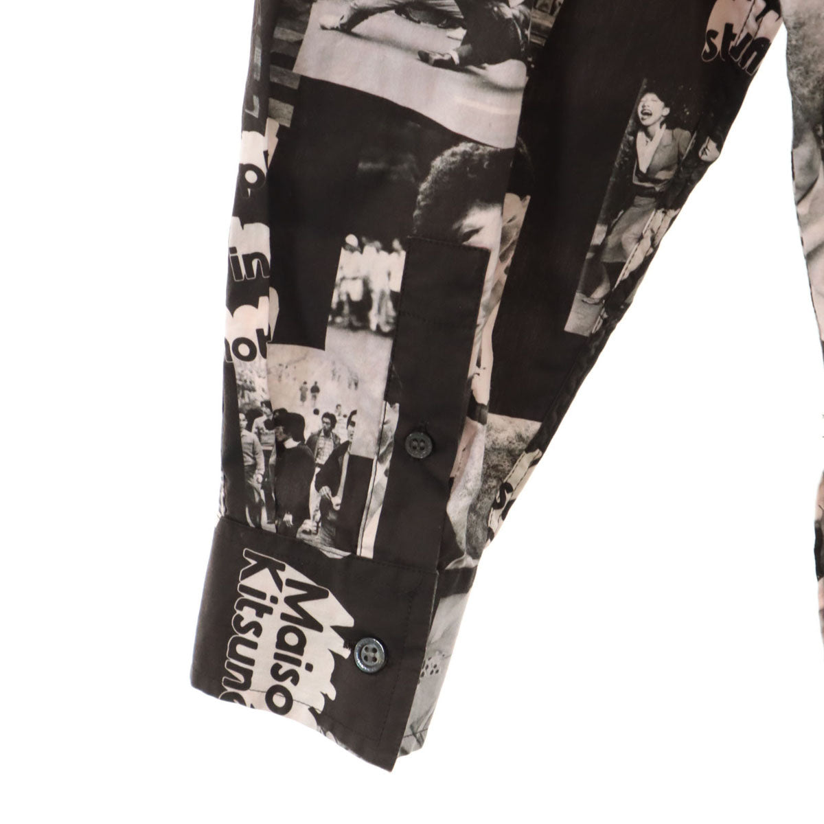 MAISON KITSUNE メゾンキツネ フォトプリント 長袖 コットンシャツ M ブラック系 メンズ