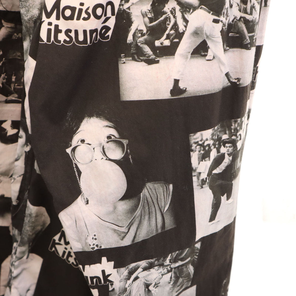 MAISON KITSUNE メゾンキツネ フォトプリント 長袖 コットンシャツ M ブラック系 メンズ