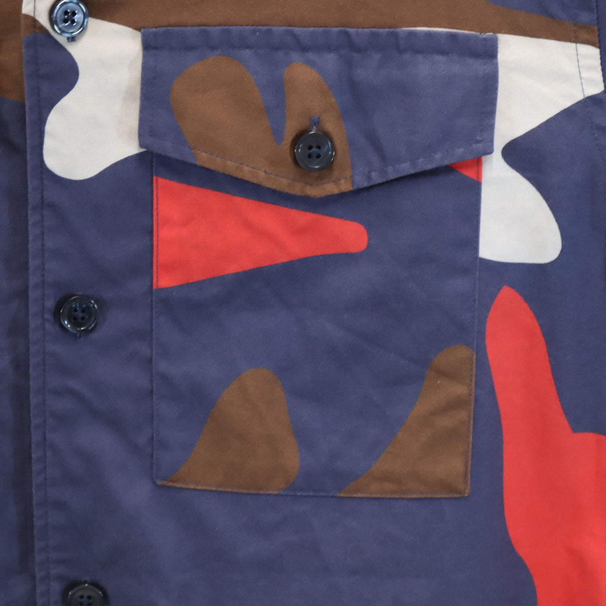 BOSS HUGO BOSS ボスヒューゴボス カモフラ柄 長袖 コットンシャツ S ネイビー 迷彩 メンズ