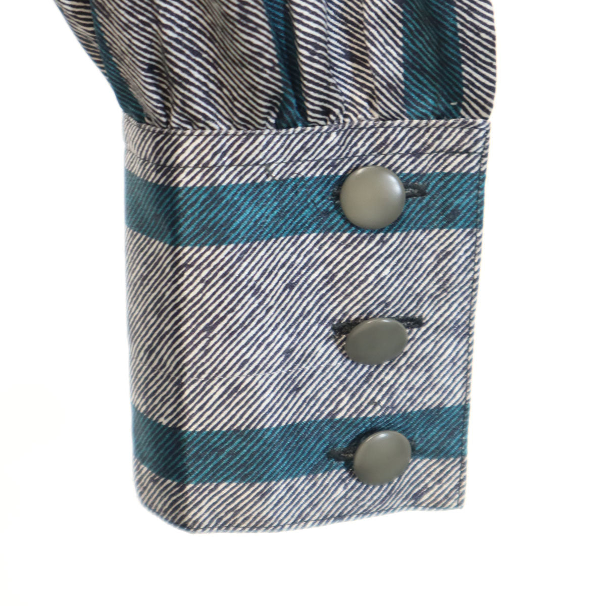 Christian Dior クリスチャンディオール 90s オールド ストライプ柄 長袖 ダブルブレスト シャツ M グレー レディース