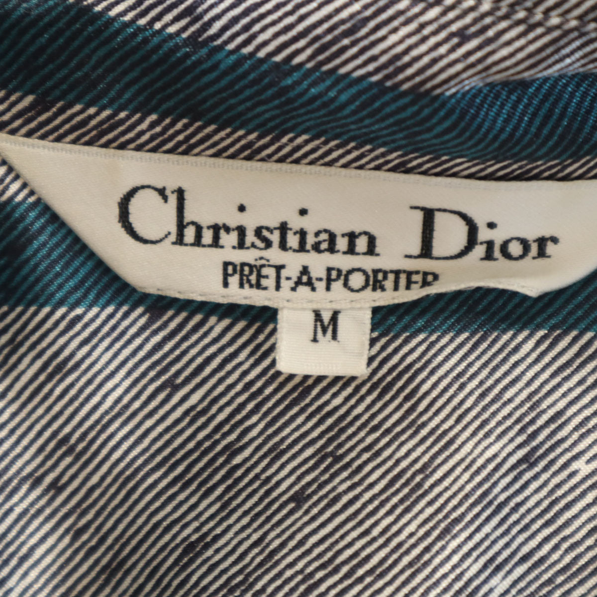 Christian Dior クリスチャンディオール 90s オールド ストライプ柄 長袖 ダブルブレスト シャツ M グレー レディース