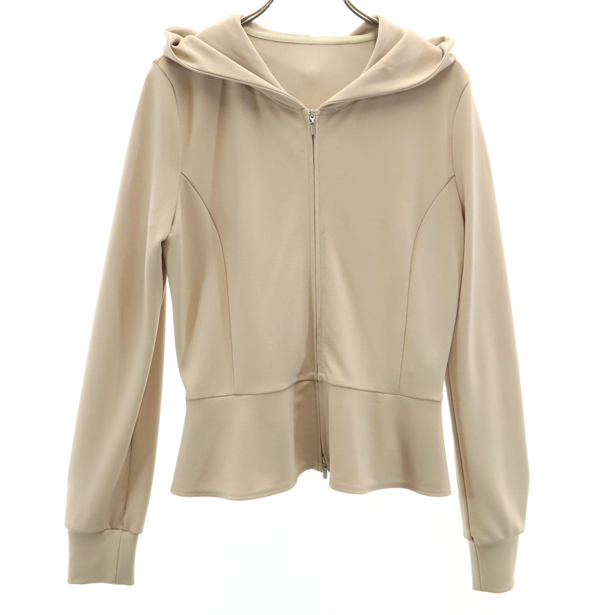 FOXEY NEW YORK フォクシーニューヨーク 日本製 長袖 ジップパーカー 42 ベージュ レディース