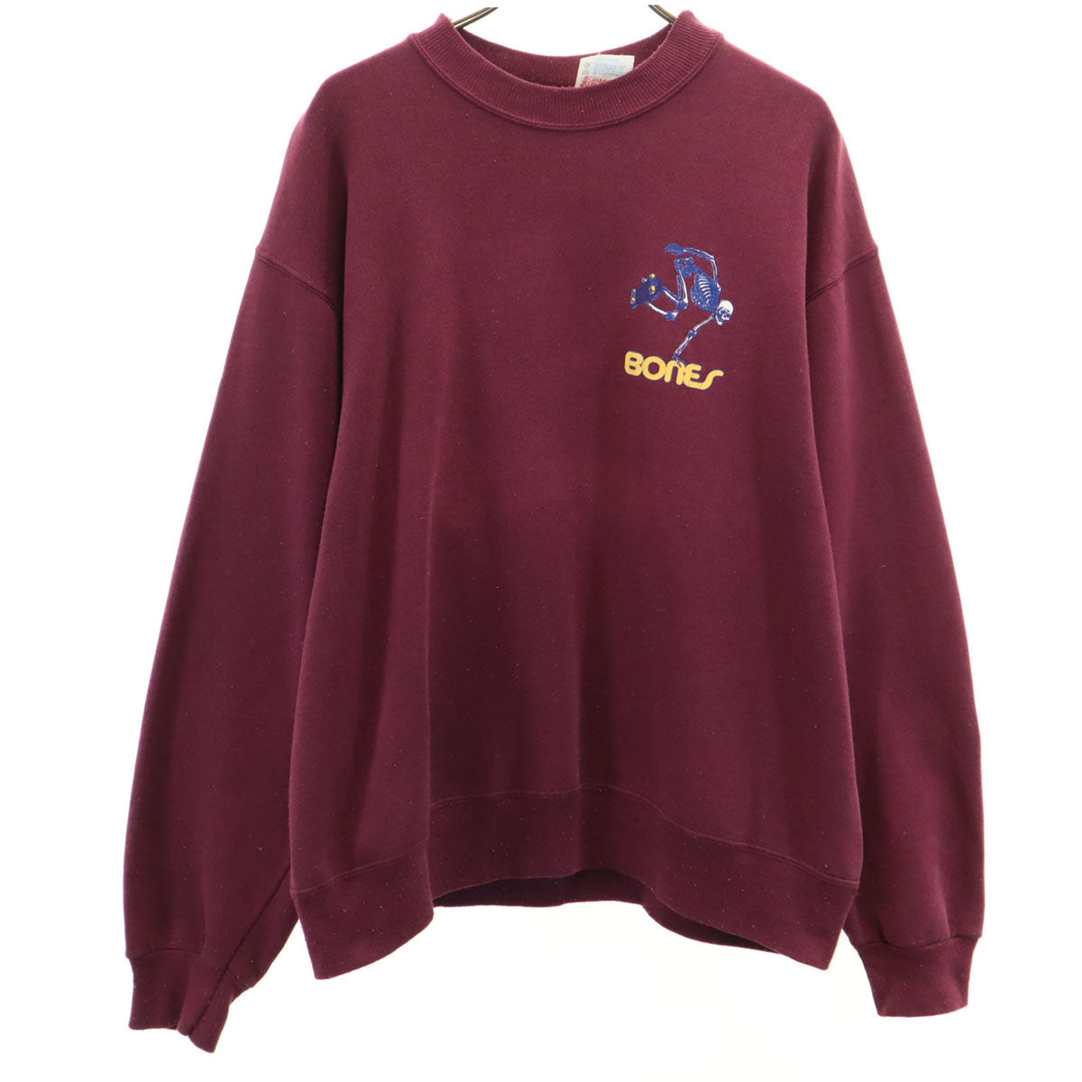 Hanes ヘインズ 90s オールド バックロゴ ボーンズ 長袖 スウェット トレーナー L ボルドー BONES スカル メンズ