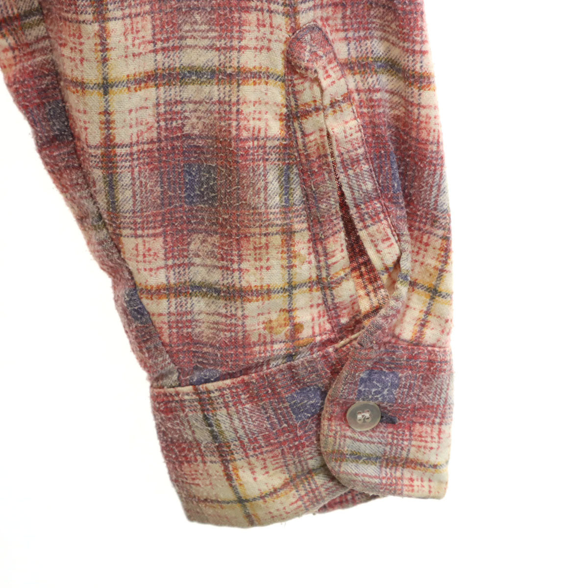 Sears シアーズ 70s ヴィンテージ チェック柄 長袖 ネルシャツ M レッド系 メンズ