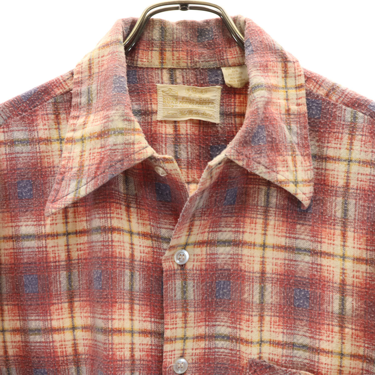 Sears シアーズ 70s ヴィンテージ チェック柄 長袖 ネルシャツ M レッド系 メンズ