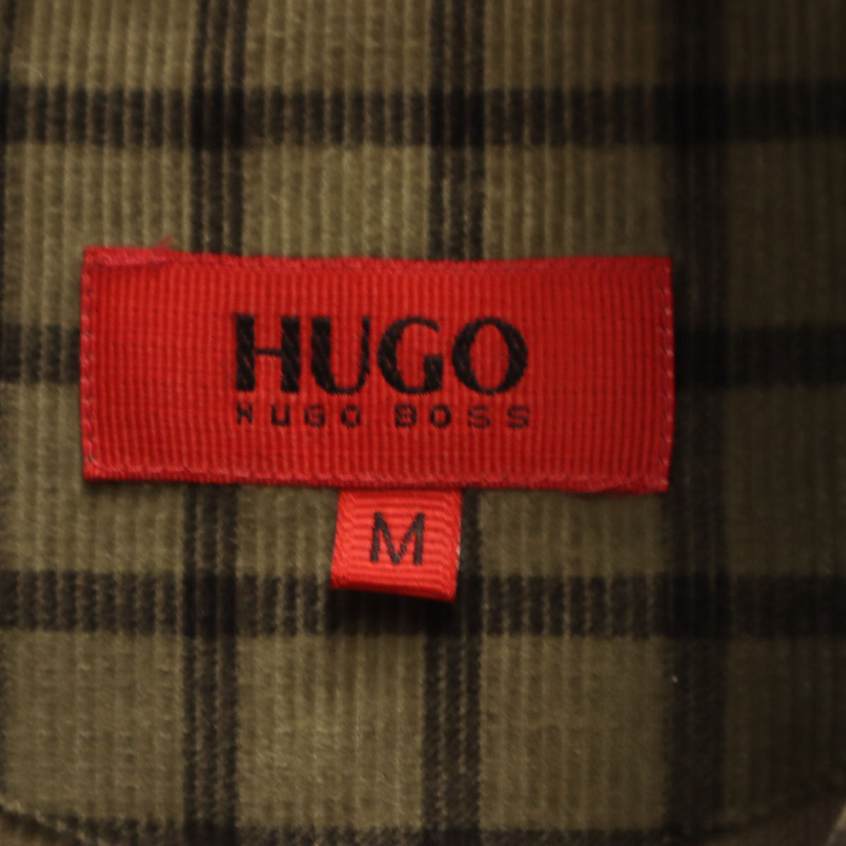 HUGO HUGO BOSS ヒューゴ ヒューゴボス チェック柄 コーデュロイ シャツジャケット M オリーブ系 メンズ