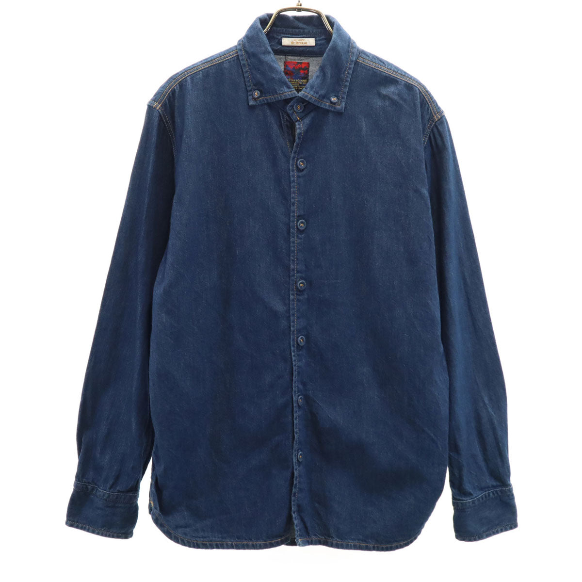 BRU NA BOINNE ブルーナボイン 日本製 長袖 デニム ボタンダウンシャツ 1 インディゴブルー メンズ
