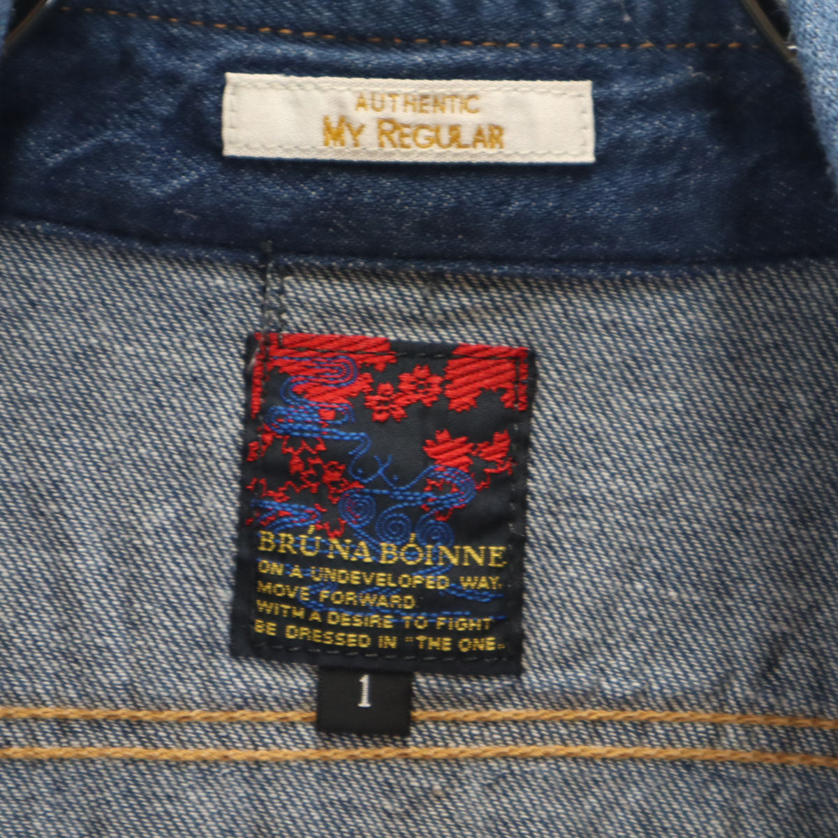 BRU NA BOINNE ブルーナボイン 日本製 長袖 デニム ボタンダウンシャツ 1 インディゴブルー メンズ