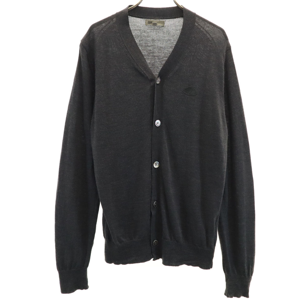 JAN COMME des GARCONS ヤンコムデギャルソン 2005年4月 日本製 長袖 Vネック ニットカーディガン M チャコールグレー メンズ