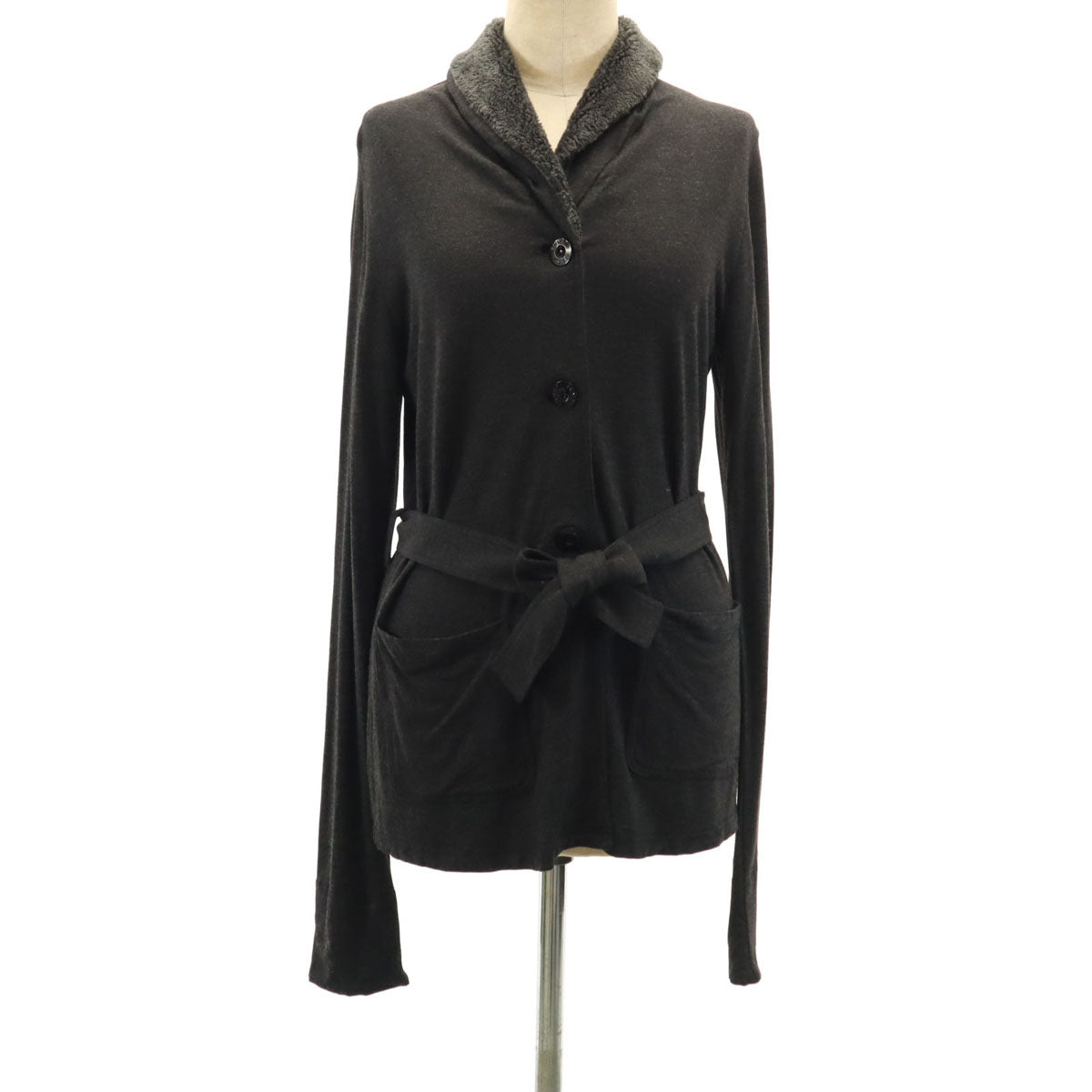 FENDI JEANS フェンディ ジーンズ イタリア製 長袖 Vネック カーディガン 40 チャコールグレー レディース