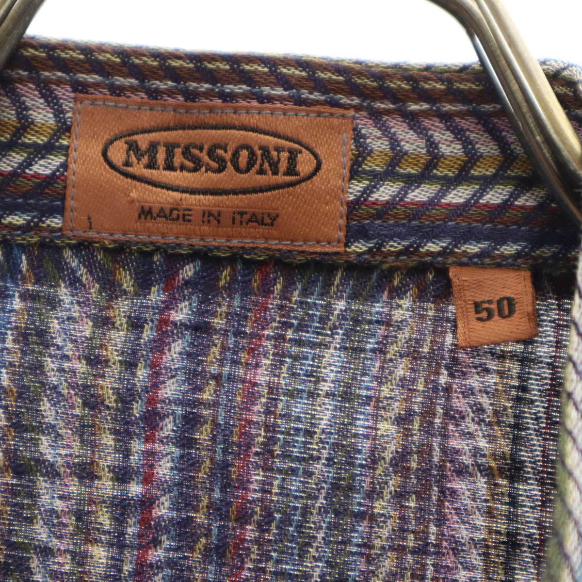 Missoni ミッソーニ イタリア製 リネンブレンド ストライプ柄 長袖 シャツ 50 メンズ