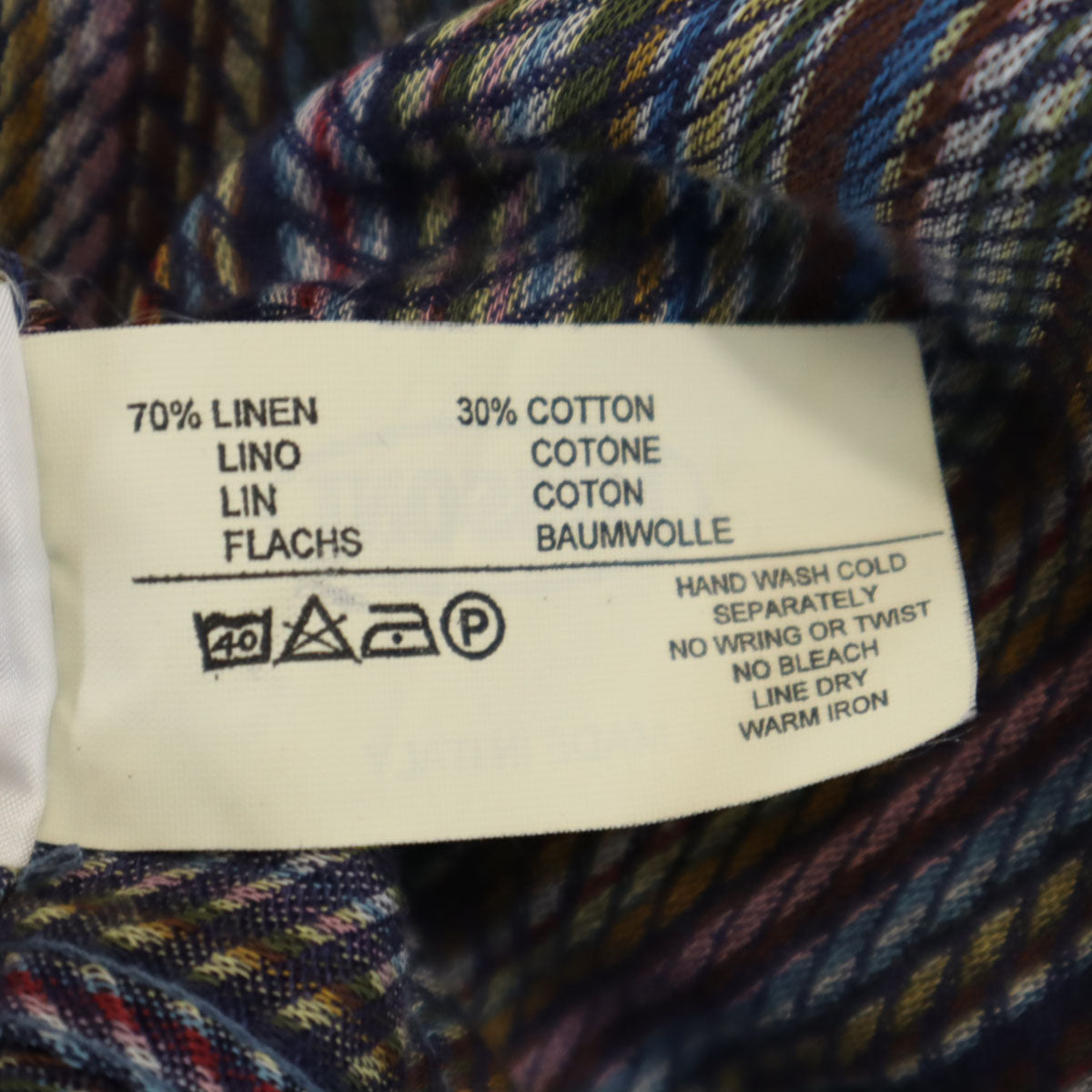 Missoni ミッソーニ イタリア製 リネンブレンド ストライプ柄 長袖 シャツ 50 メンズ